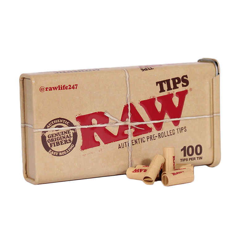 RAW pre-rolled tips 100 count tin
